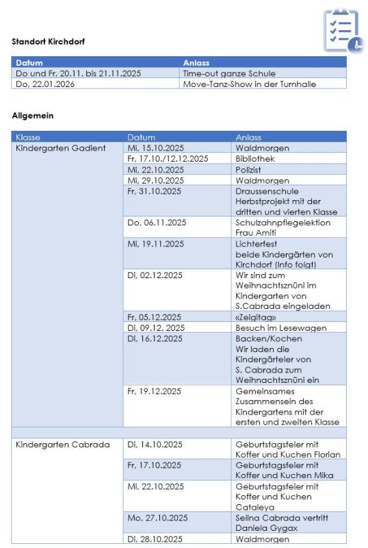 Kirchdorf Agenda S. 1
